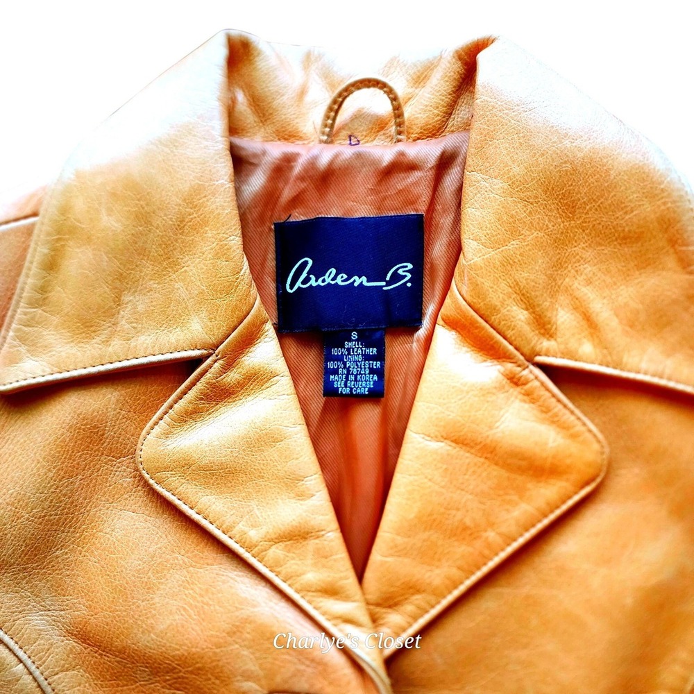 Y2K Arden B Camel Leather Blazer Jacket Sz S | Vintage Mallcore Diva - Picture 5 of 8